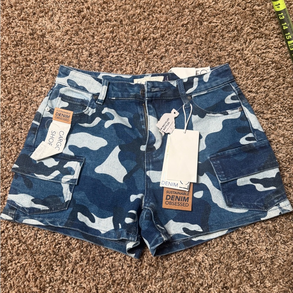 Rebels Blue Camouflage Women's Cargo Shorts
